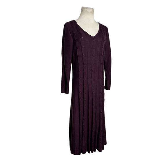 Nine West burgundy 3/4 sleeves cable knit midi dress size XL - Picture 7 of 13